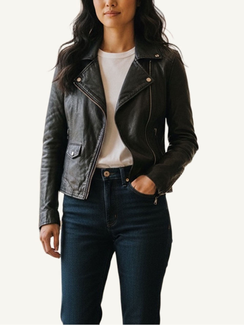 Barneys New York Leather Jacket Black Zip Off Collar Small - Picture 11 of 12